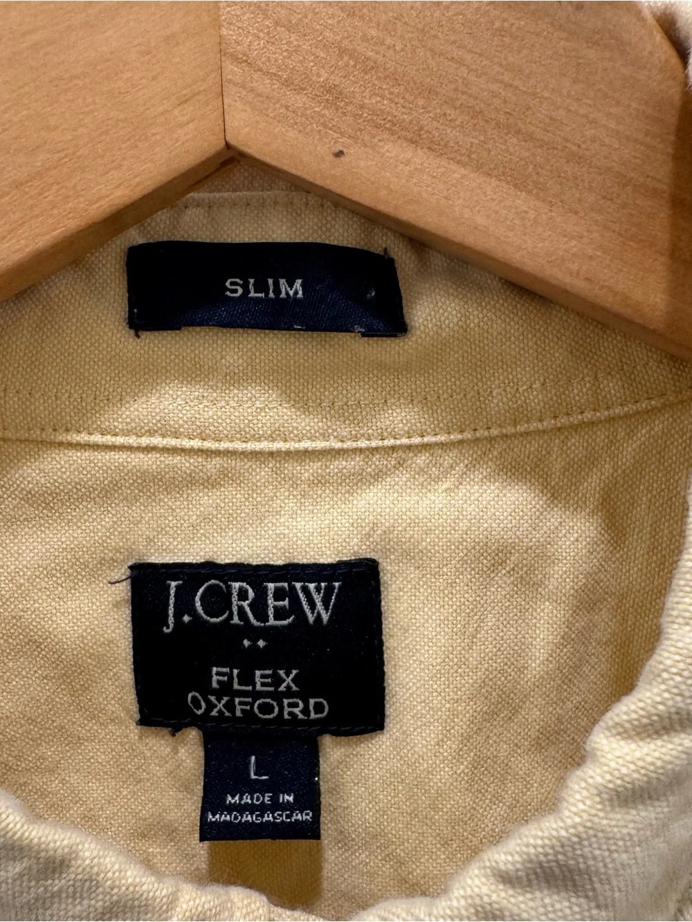 J.Crew Mens Large Slim Flex Oxford Shirt Light Yellow Long Sleeve Button Down